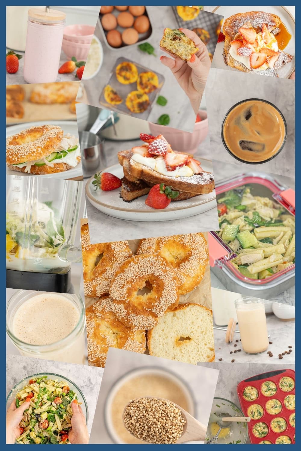 Collage of high protein foods.